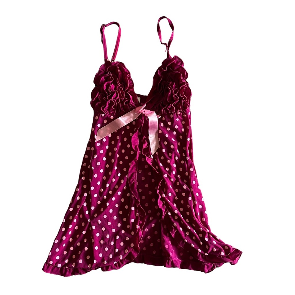 Rampage Polka Dot Ruffle Open Front Lingerie Top